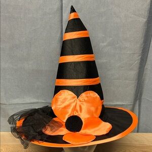 Kids Witch Hat with flower Costume - Black and Orange
